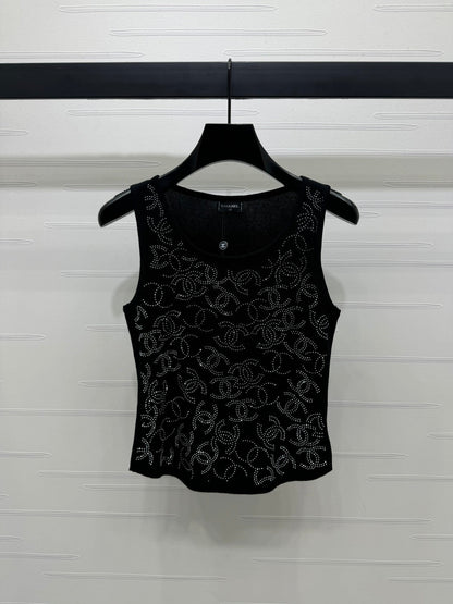 Heavy rhinestone knitted vest