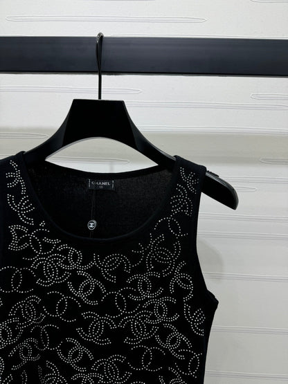 Heavy rhinestone knitted vest