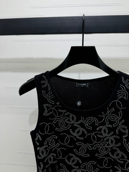 Heavy rhinestone knitted vest