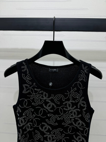 Heavy rhinestone knitted vest