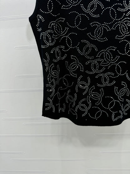 Heavy rhinestone knitted vest