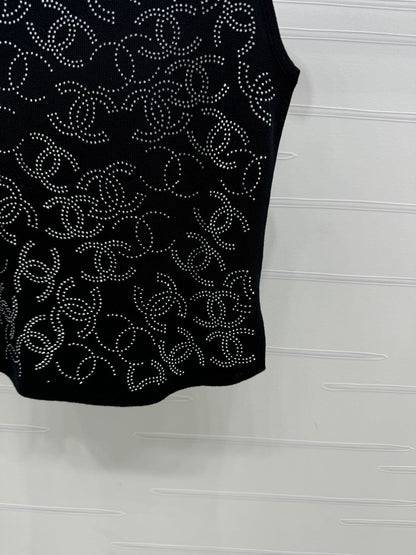 Heavy rhinestone knitted vest