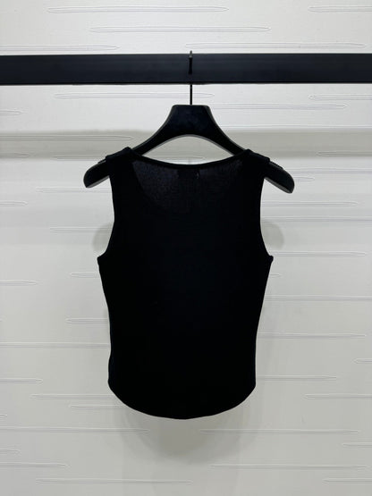 Heavy rhinestone knitted vest