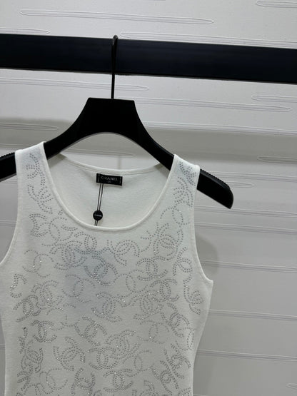 Heavy rhinestone knitted vest