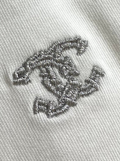 25 Silver metallic thread embroidered short sleeves