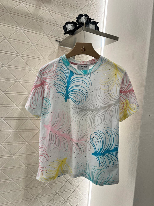 25SS New Feather Hot Diamond Printing