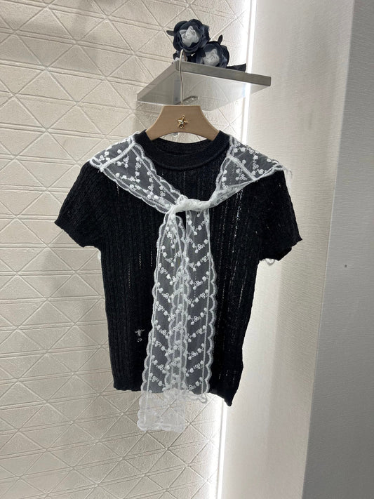 Lace shawl knit short sleeve