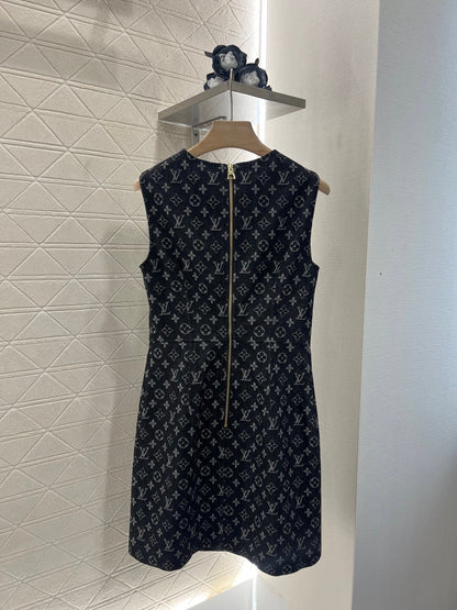 L Jacquard Denim Vest Skirt