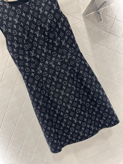 L Jacquard Denim Vest Skirt
