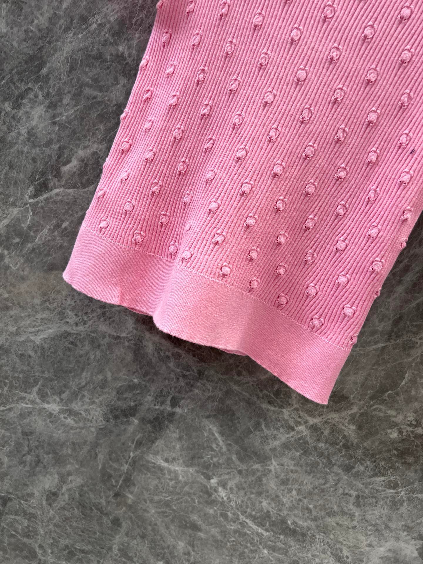 C 25 Crochet Knit Short Sleeve with Dimensional Polka Dots