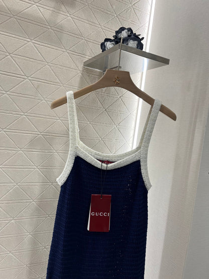 25ss Knitted contrast hem suspender skirt