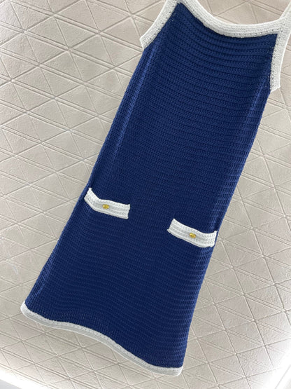 25ss Knitted contrast hem suspender skirt