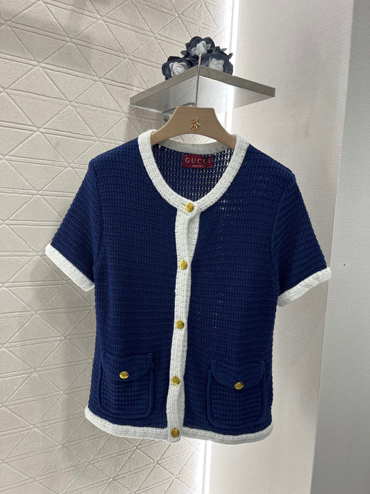 25ss Contrast hem knitted cardigan