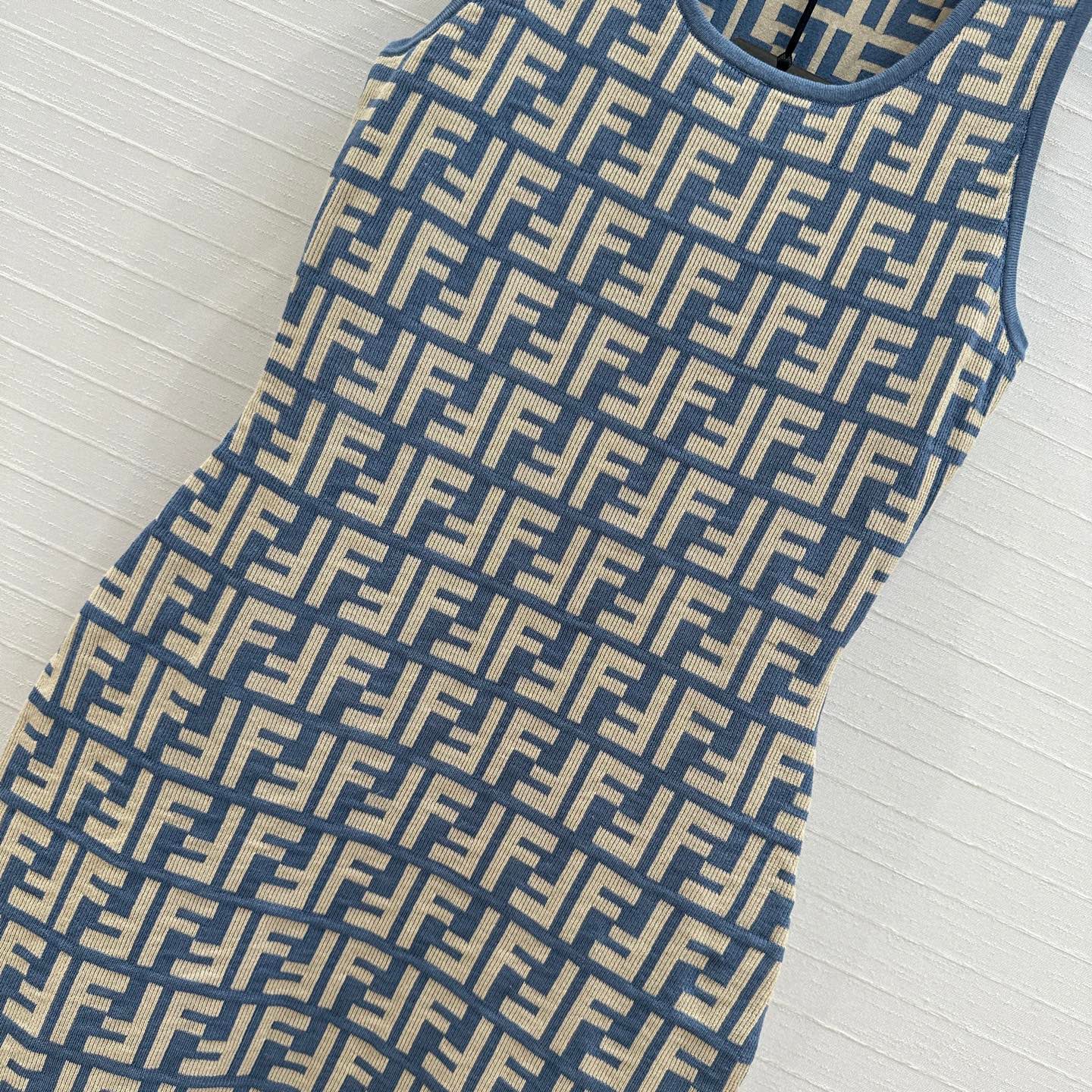 25 New blue double f jacquard slim vest long skirt