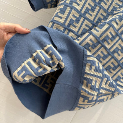 25 New blue double f jacquard slim short sleeve