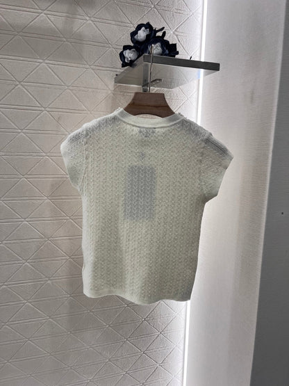 25 Pearl round neck knitted short sleeves