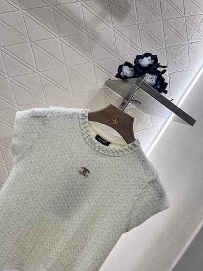 25 Pearl round neck knitted short sleeves