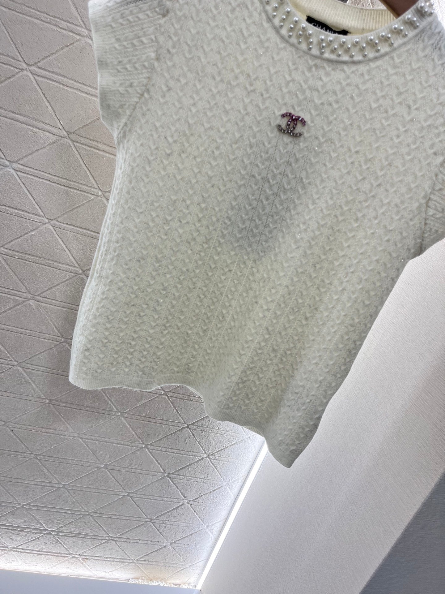25 Pearl round neck knitted short sleeves