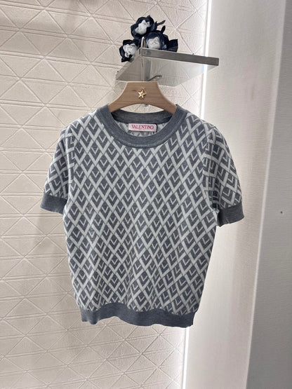 25 round neck jacquard knitted short sleeves