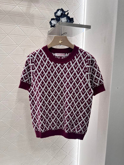 25 round neck jacquard knitted short sleeves