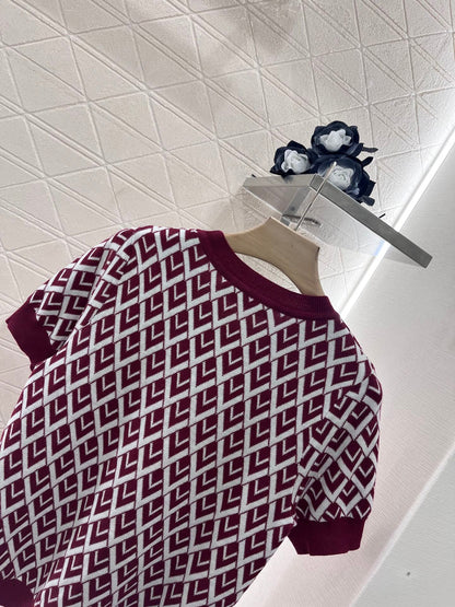 25 round neck jacquard knitted short sleeves