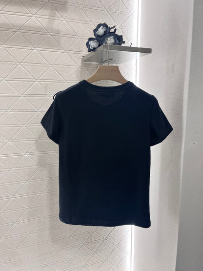 25 New blue double f jacquard slim short sleeve
