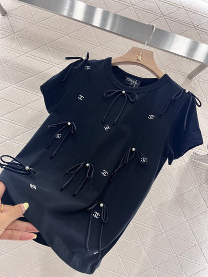 25 New blue double f jacquard slim short sleeve