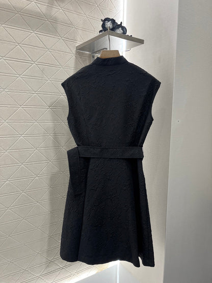 25 Stand Collar Sleeveless Belted Dress