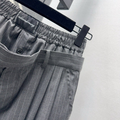 25 Early spring new arrival waist design workwear style pleated straight pants