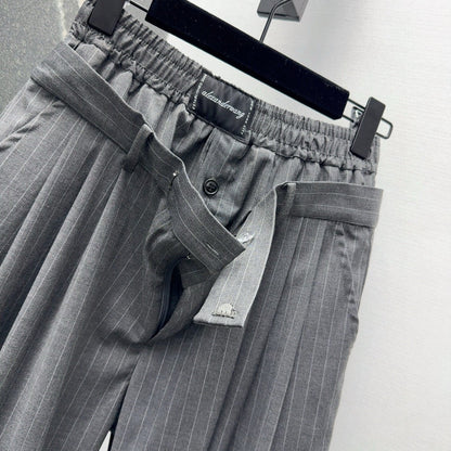 25 Early spring new arrival waist design workwear style pleated straight pants
