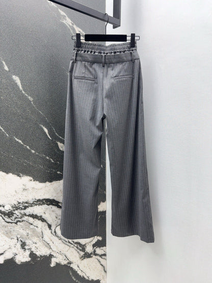 25 Early spring new arrival waist design workwear style pleated straight pants