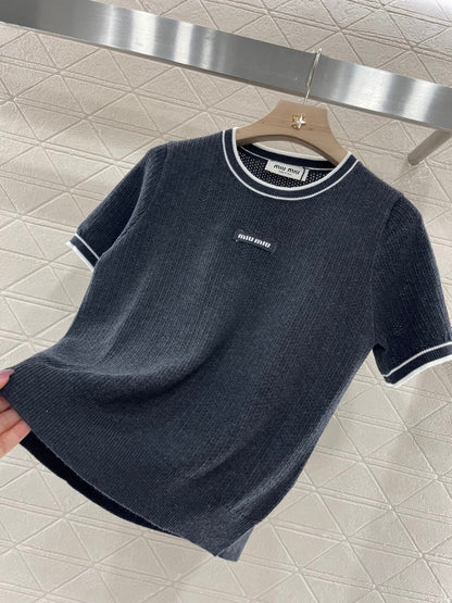 25ss Striped collar knit short sleeves