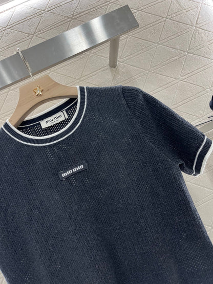 25ss Striped collar knit short sleeves