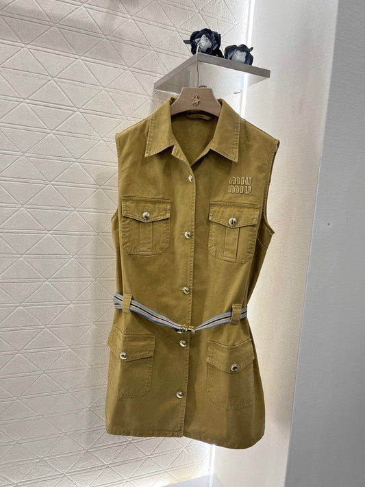 25ss Embroidered belt vest skirt