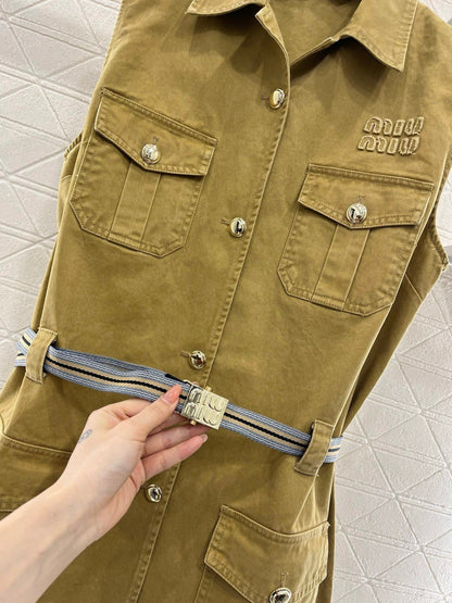 25ss Embroidered belt vest skirt