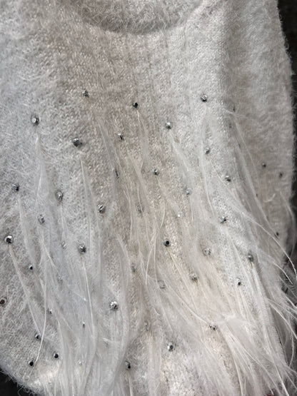 25ss watercolor white feathers stitched backbone
