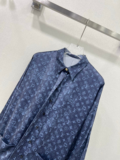 25 new classic logo monogram lapel loose shirt dress
