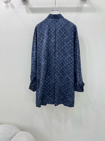 25 new classic logo monogram lapel loose shirt dress