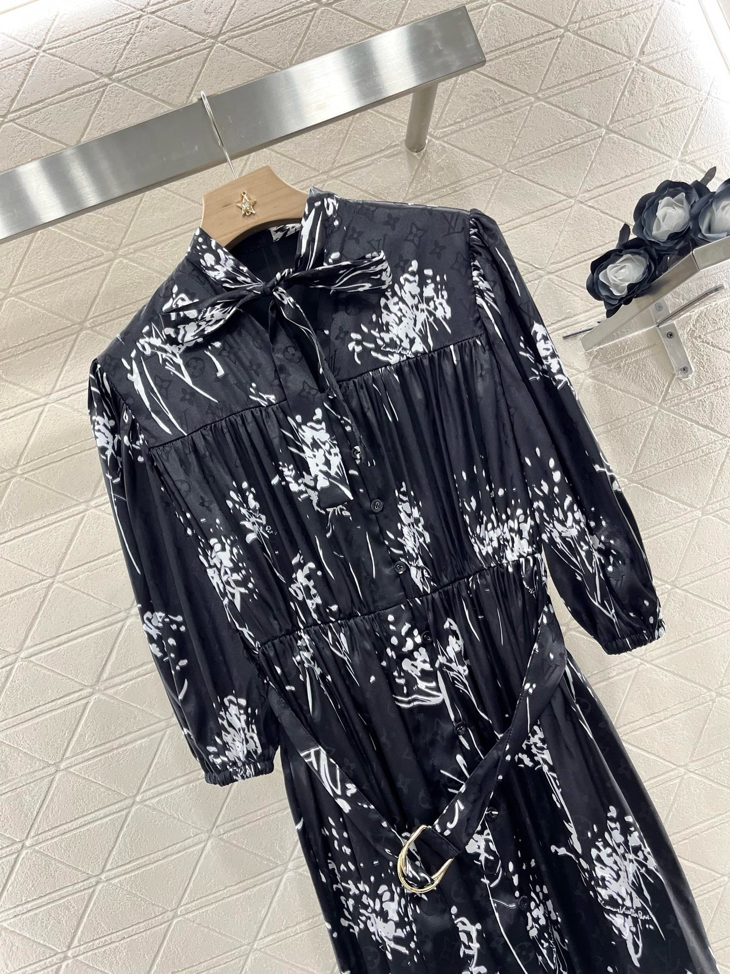 25ss new arrival printed belt dress