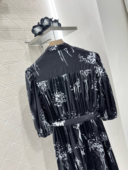 25ss new arrival printed belt dress