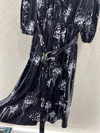 25ss new arrival printed belt dress