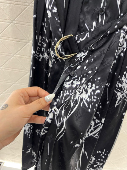 25ss new arrival printed belt dress