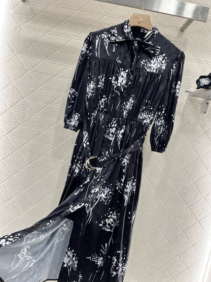 25ss new arrival printed belt dress