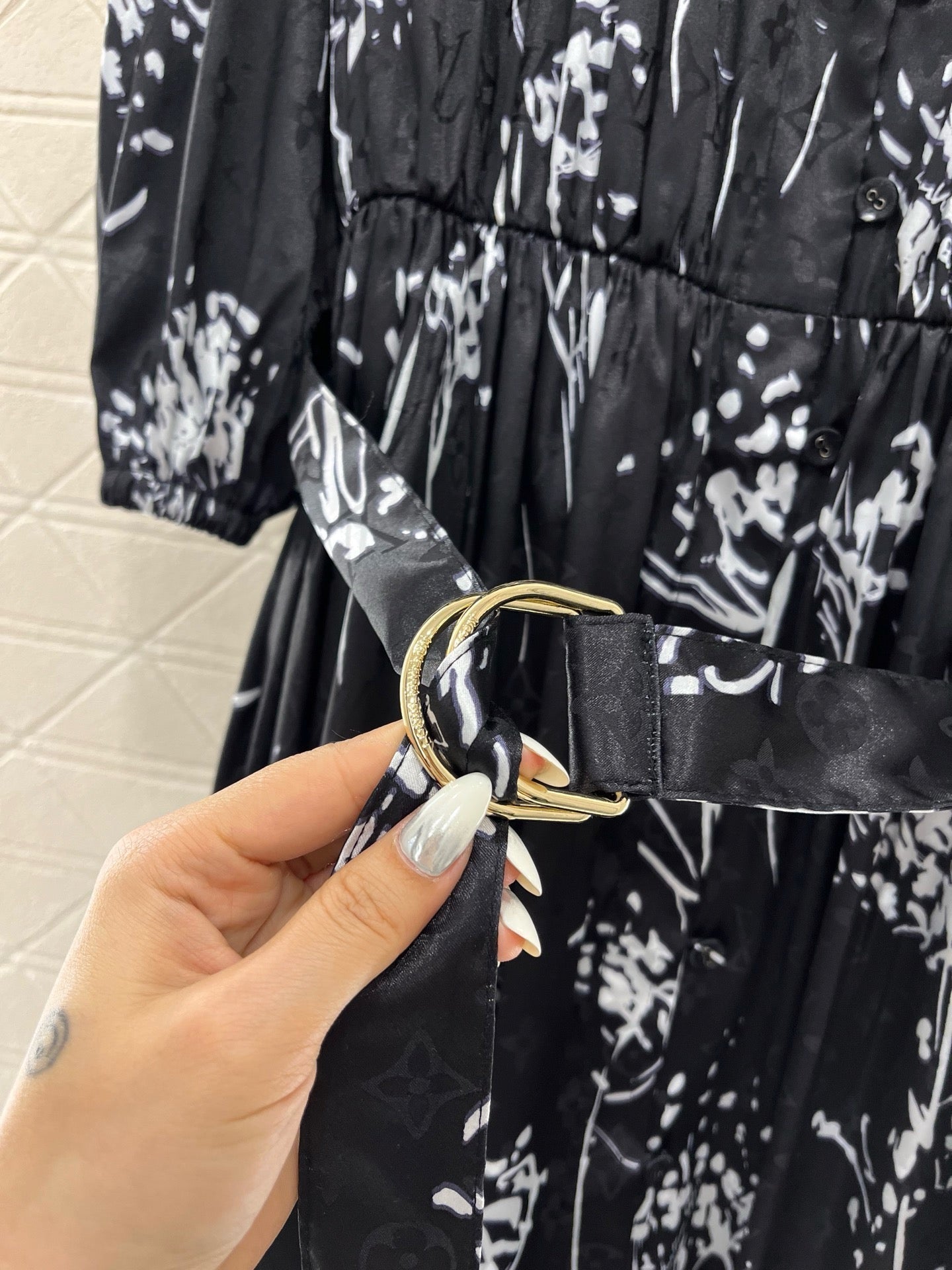 25ss new arrival printed belt dress