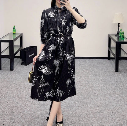 25ss new arrival printed belt dress