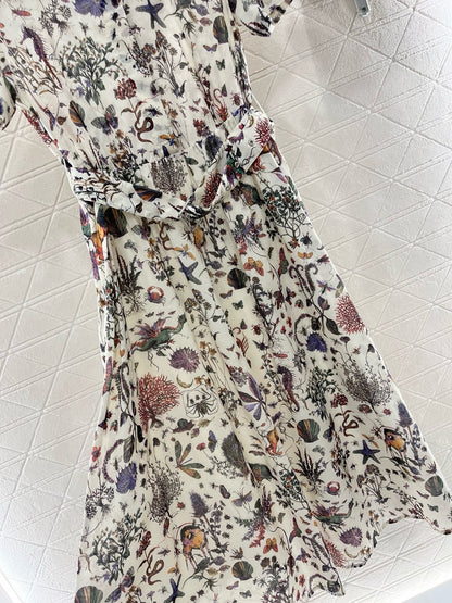 25ss new product printed belt dress