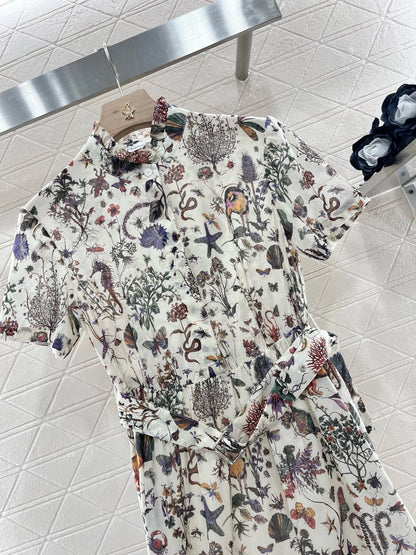 25ss new product printed belt dress
