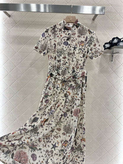 25ss new product printed belt dress