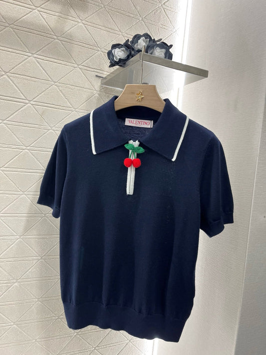 25ss New arrival Lapel polo cherry short sleeve
