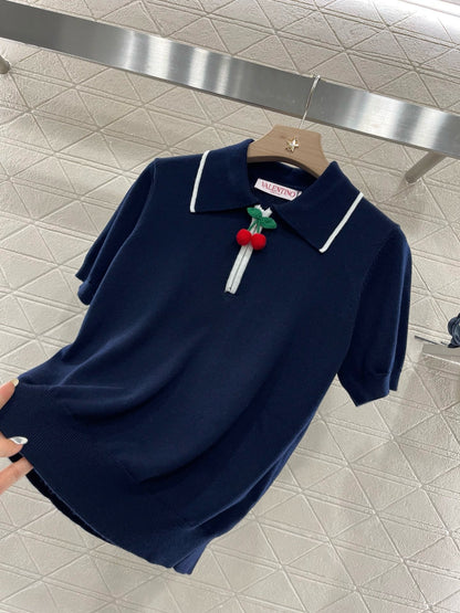 25ss New arrival Lapel polo cherry short sleeve